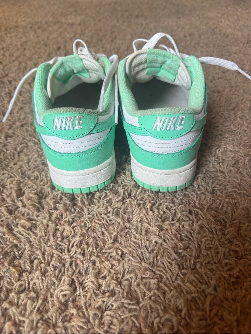 Mint Green and White Low-Top Nike Dunks